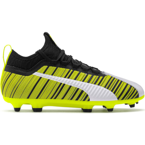 Buty piłkarskie Puma One 5.3 FG AG JUNIOR żółto-czarno-białe