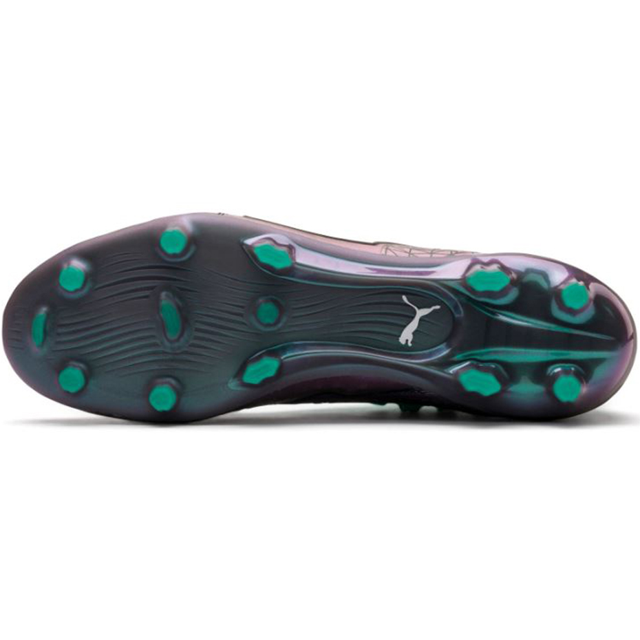 Buty piłkarskie Puma One 1 IL Lth FG AG szaro-zielone - obrazek 6