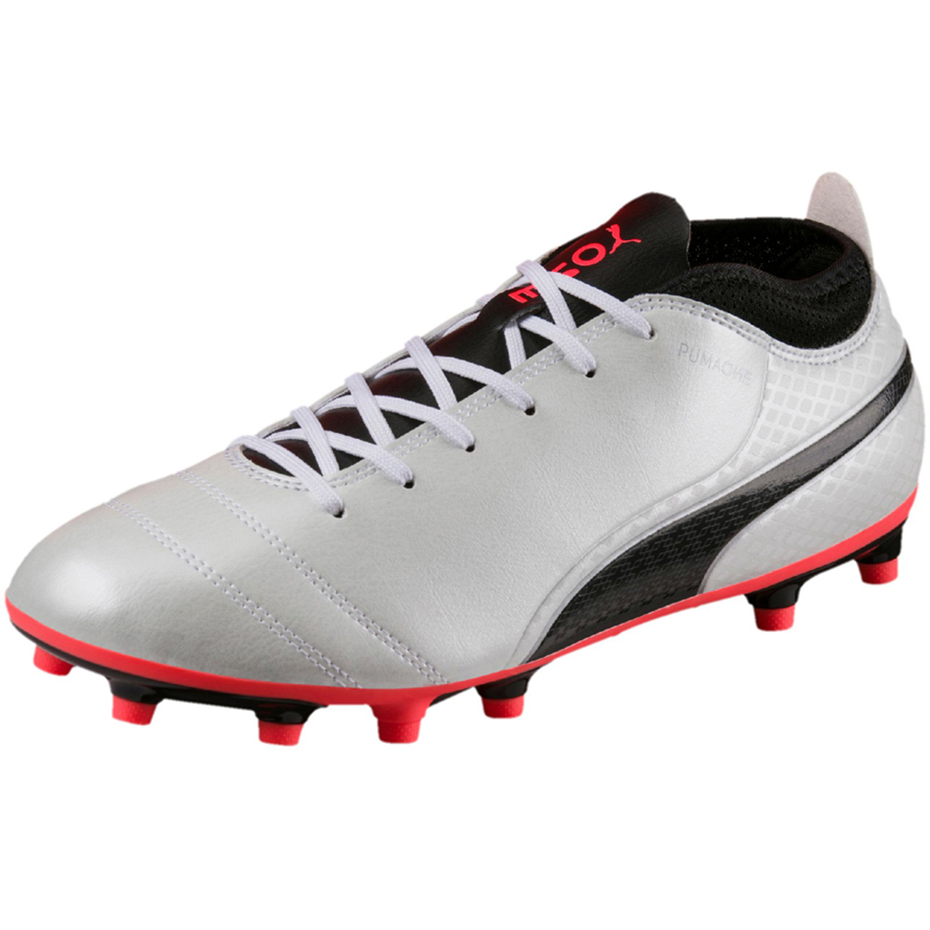 Buty piłkarskie Puma One 17.4 FG biało-czarno-czerwone - obrazek 3
