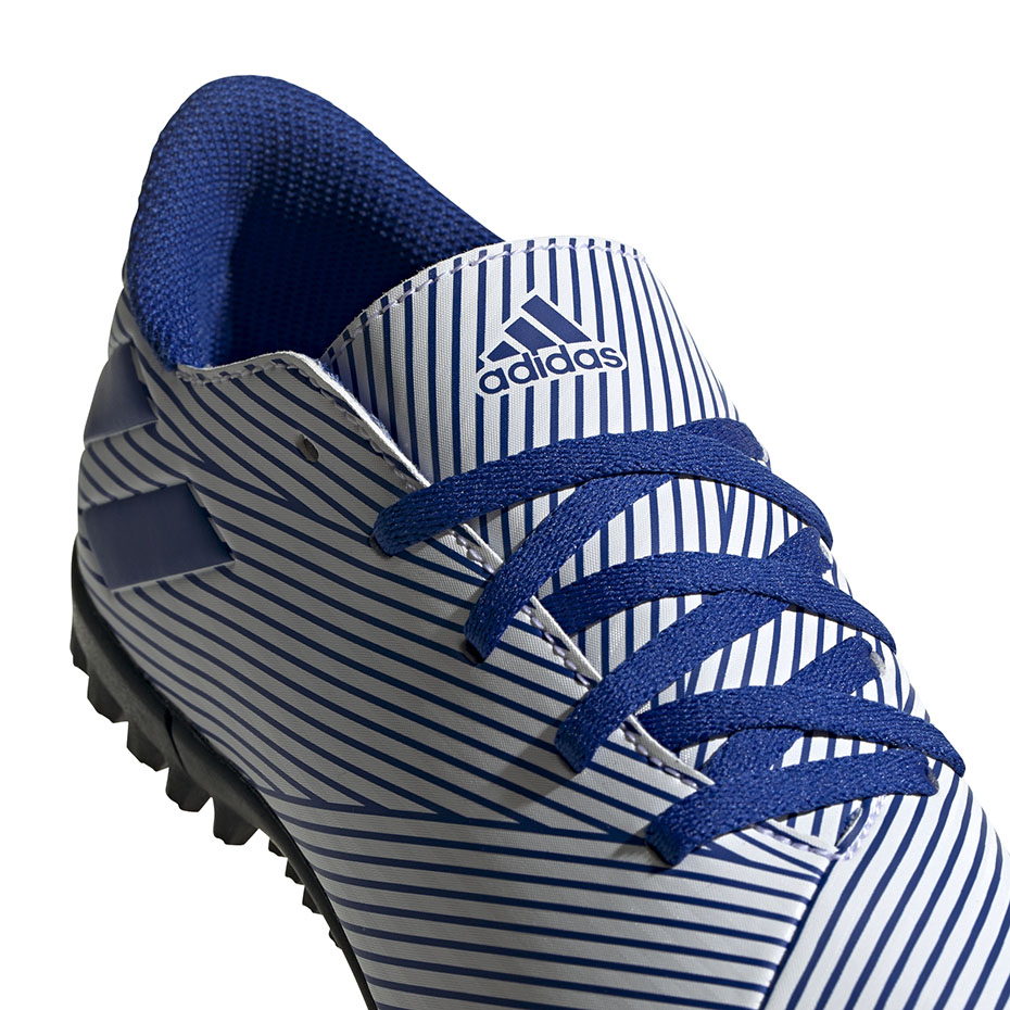 Buty piłkarskie adidas Nemeziz 19.4 TF JUNIOR biało-niebieskie - obrazek 3
