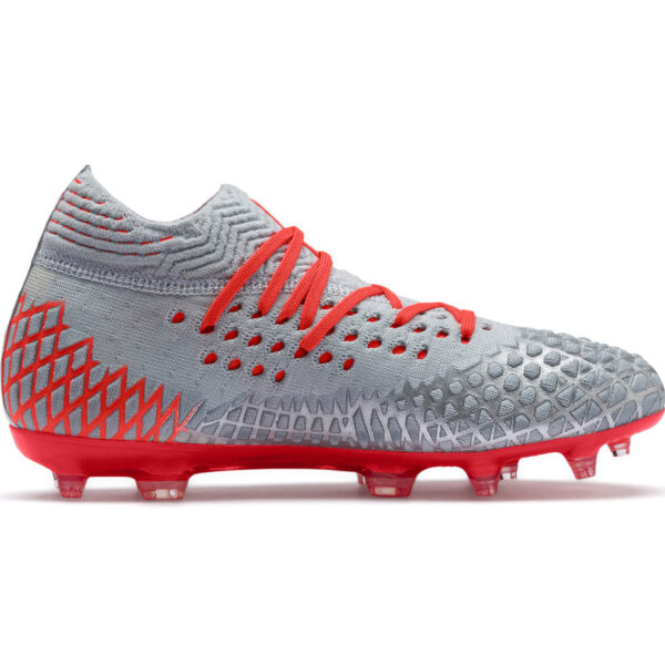 Buty piłkarskie Puma Future 4.1 Netfit FG AG JR srebrno-czerwone