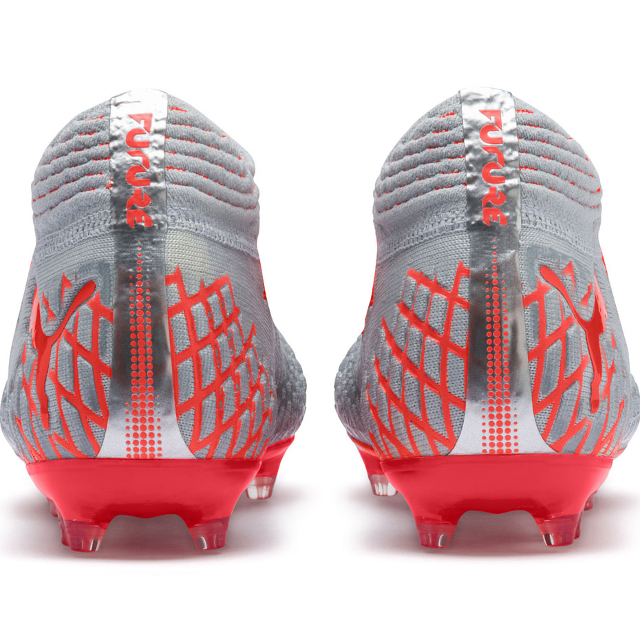 Buty piłkarskie Puma Future 4.1 Netfit FG AG JR srebrno-czerwone - obrazek 5