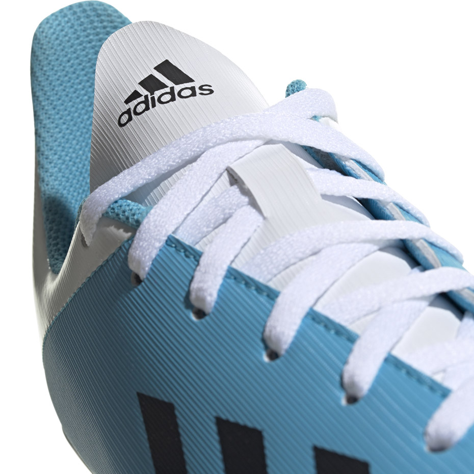 Buty piłkarskie adidas X 19.4 FxG JUNIOR niebiesko białe - obrazek 2