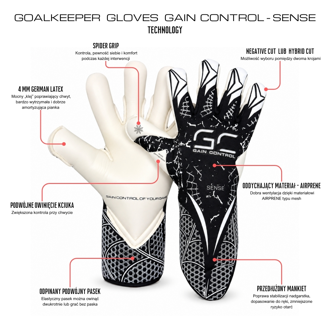 Rękawice bramkarskie Gain Control - SENSE - Hybrid Cut - PREORDER - obrazek 4